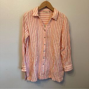 Soft Surroundings Striped Button-Down Tunic Cotton Shirt Lightweight Classic